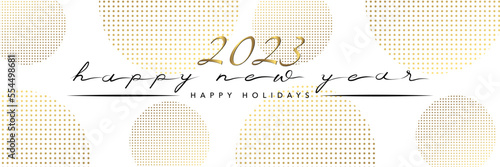 2023 - Carte de vœux ou Bannière raffinée et luxueuse pour la nouvelle année avec une typographie manuscrite - texte anglais.