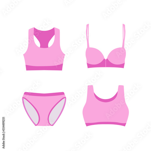 Woman bra bralette panty sports innerwear lingerie illustration icon symbol design vector, Intimate wear vector