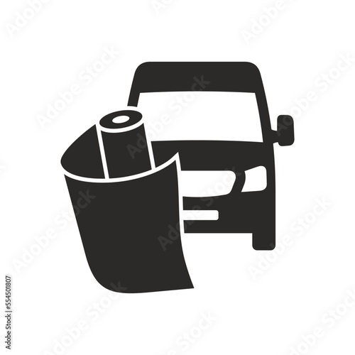 Commercial vehicle wrapping icon. Paint Protection Film, PPF. Vinyl wrap. Car wrapping. Vehicle graphics. Vector icon isolated on white background.