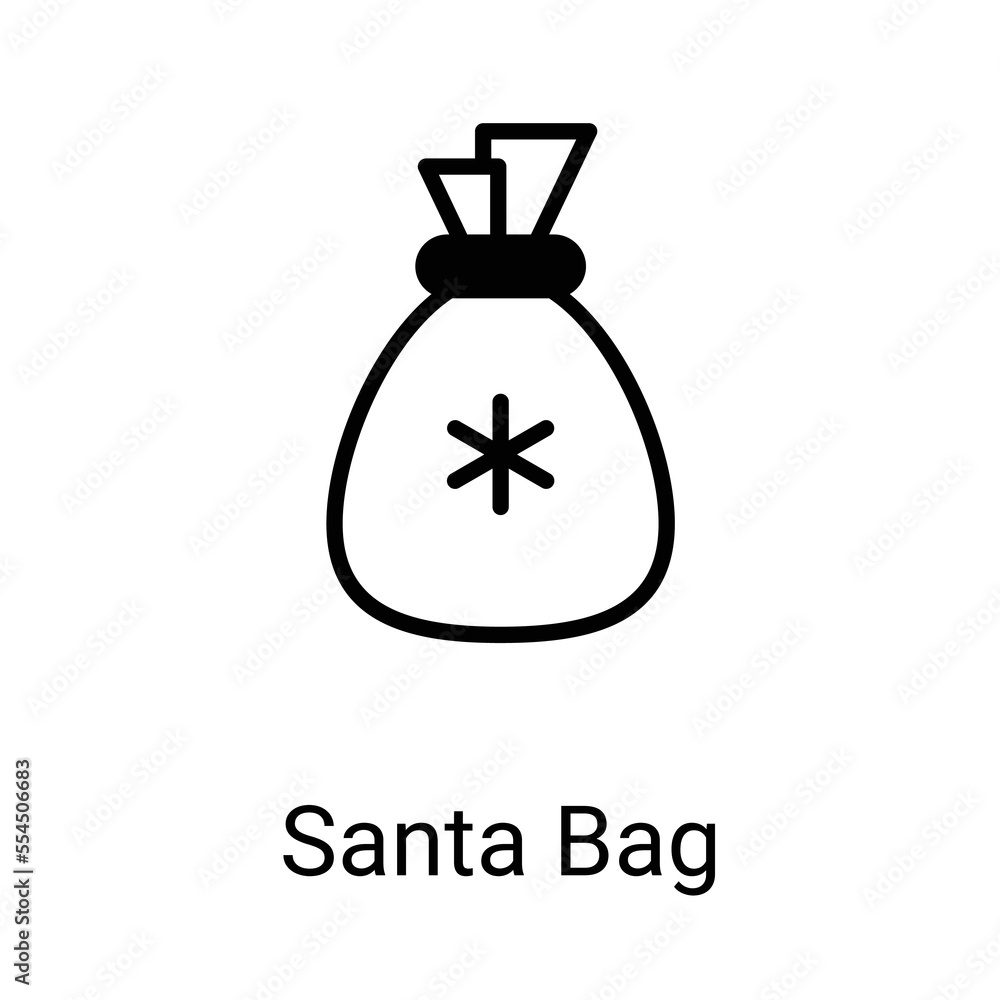 Santa bag icons, editable stoke, stoke illustration.