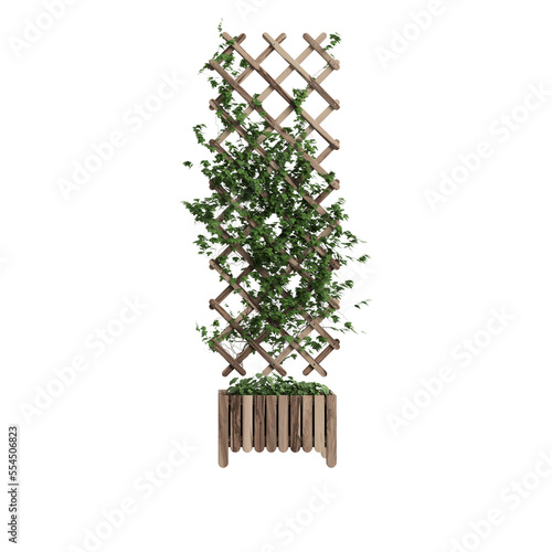 3d illustration of planter with trellis isolated on transparent background photo