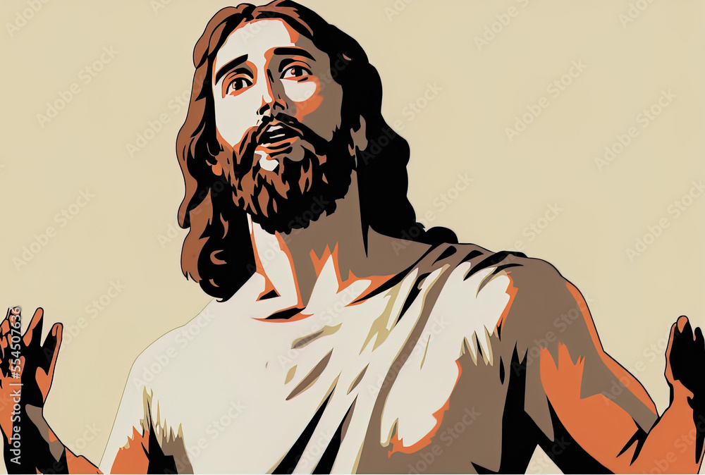 cartoon representation of Jesus Christ on a white backdrop. Generative ...