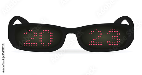 2023 year sunglasses. vector illustration