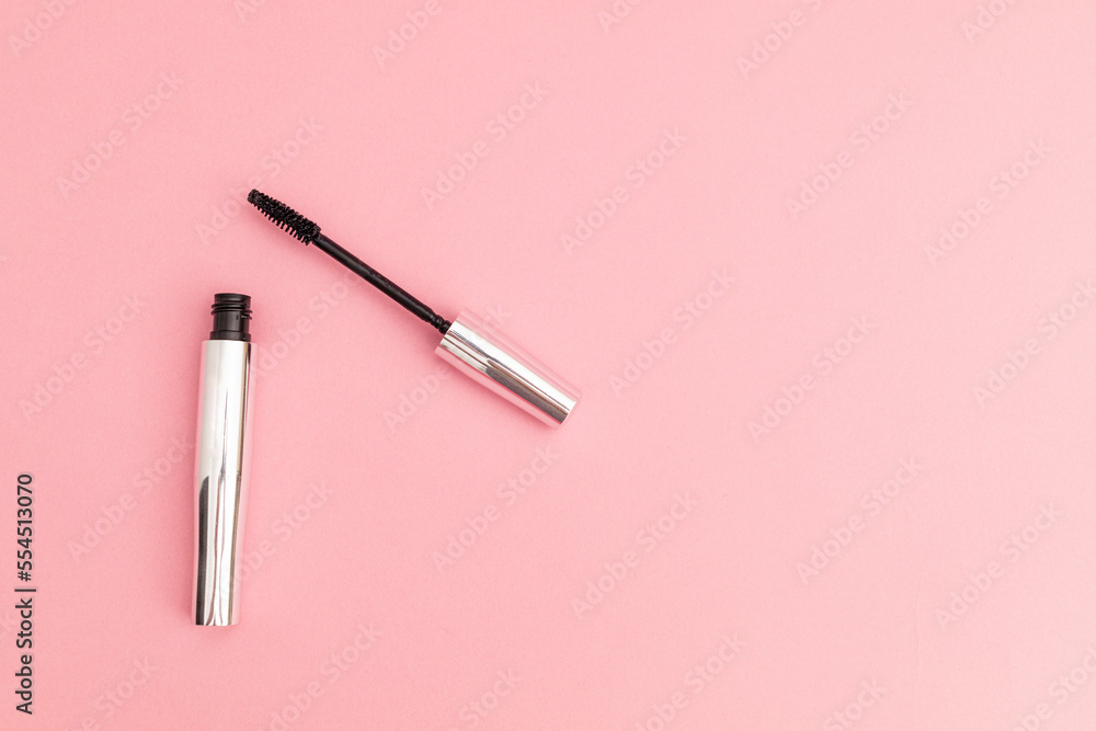 Mascara on a pink background Mascara on a pink background