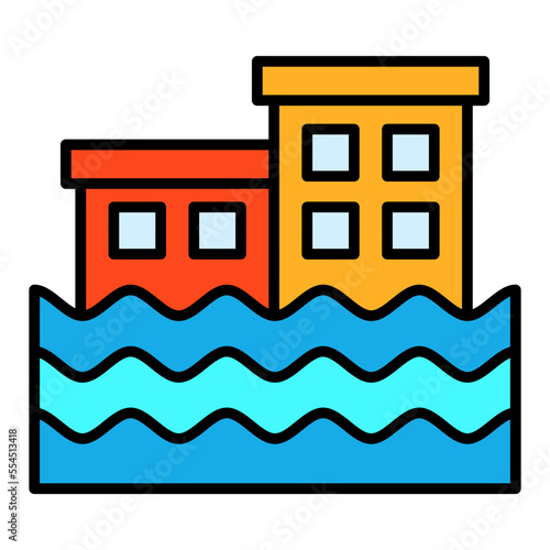 Flooding Filled Line Icon