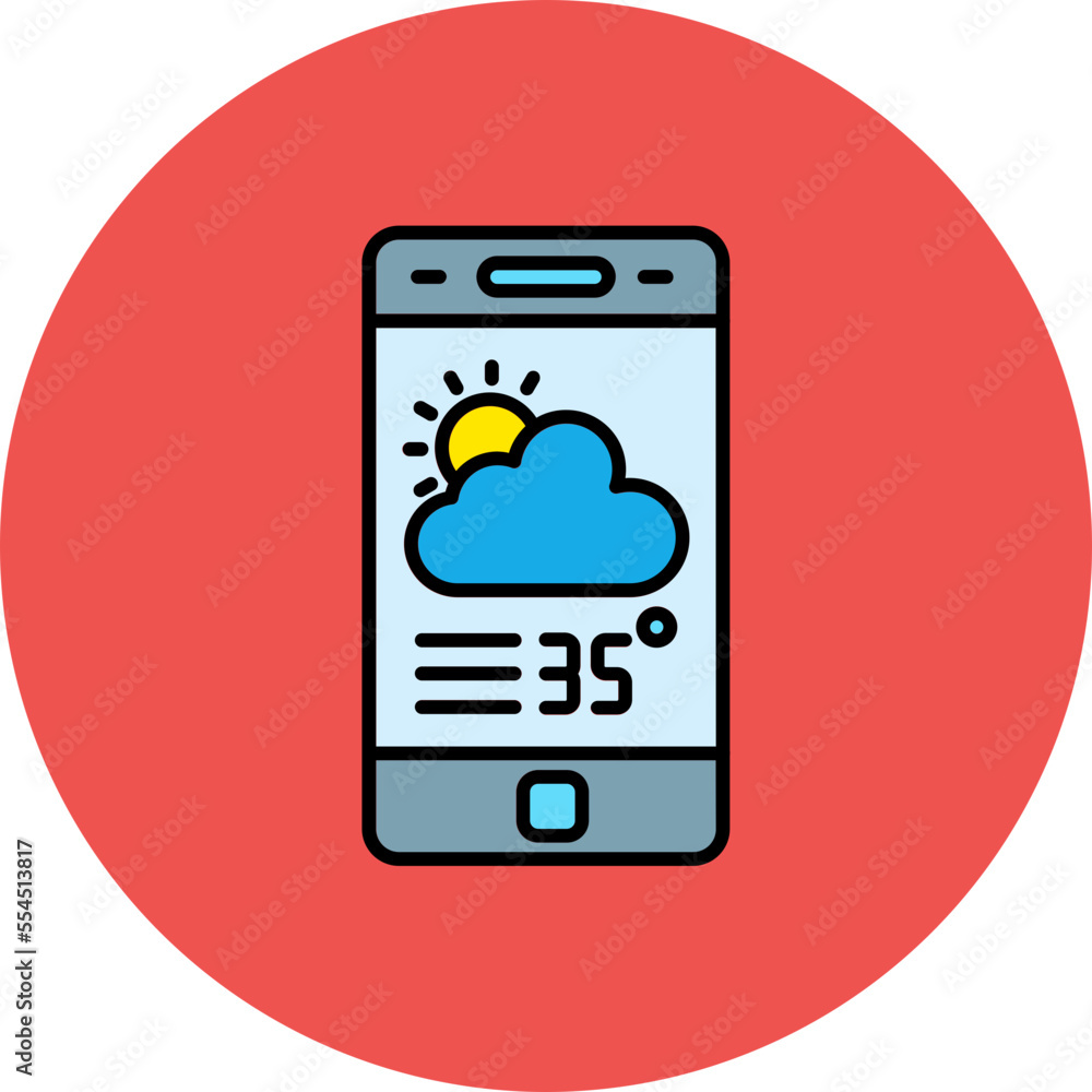 Weather App Multicolor Circle Filled Line Icon Weather App Multicolor Circle Filled Line Icon