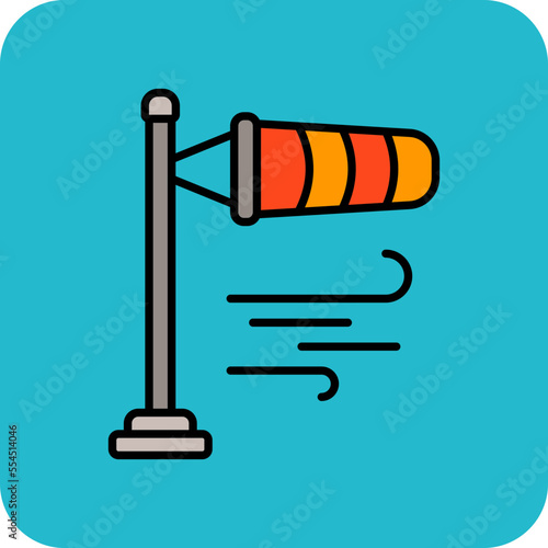 Wind Direction Multicolor Round Corner Filled Line Icon