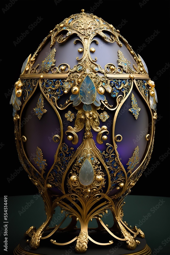 Faberge styled egg. Ornamental. Floral. Generative ai. 