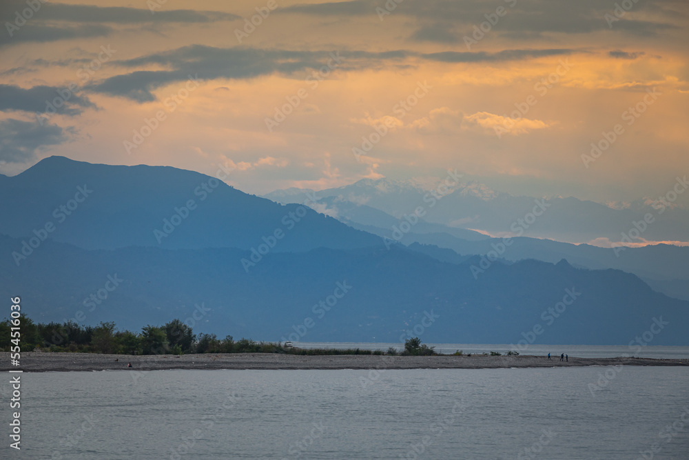 mountain ranges after sunset twilight