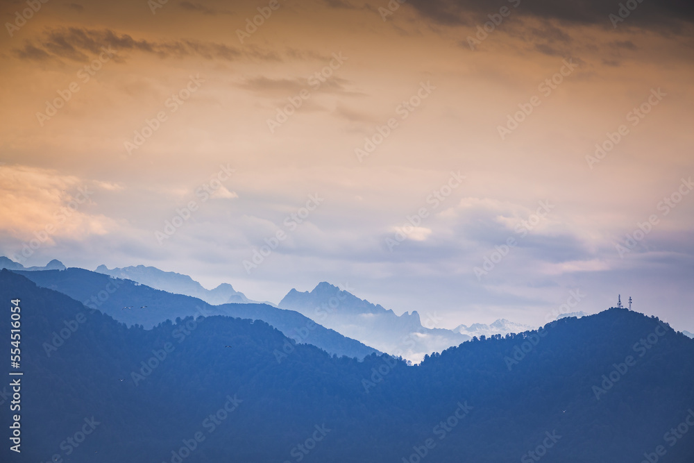 mountain ranges after sunset twilight