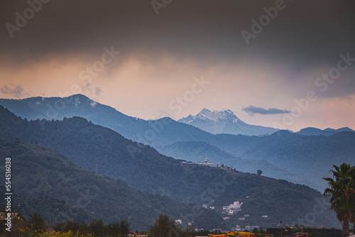 mountain ranges after sunset twilight