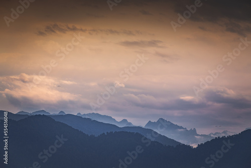 mountain ranges after sunset twilight