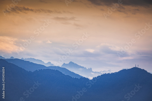 mountain ranges after sunset twilight © vadimborkin