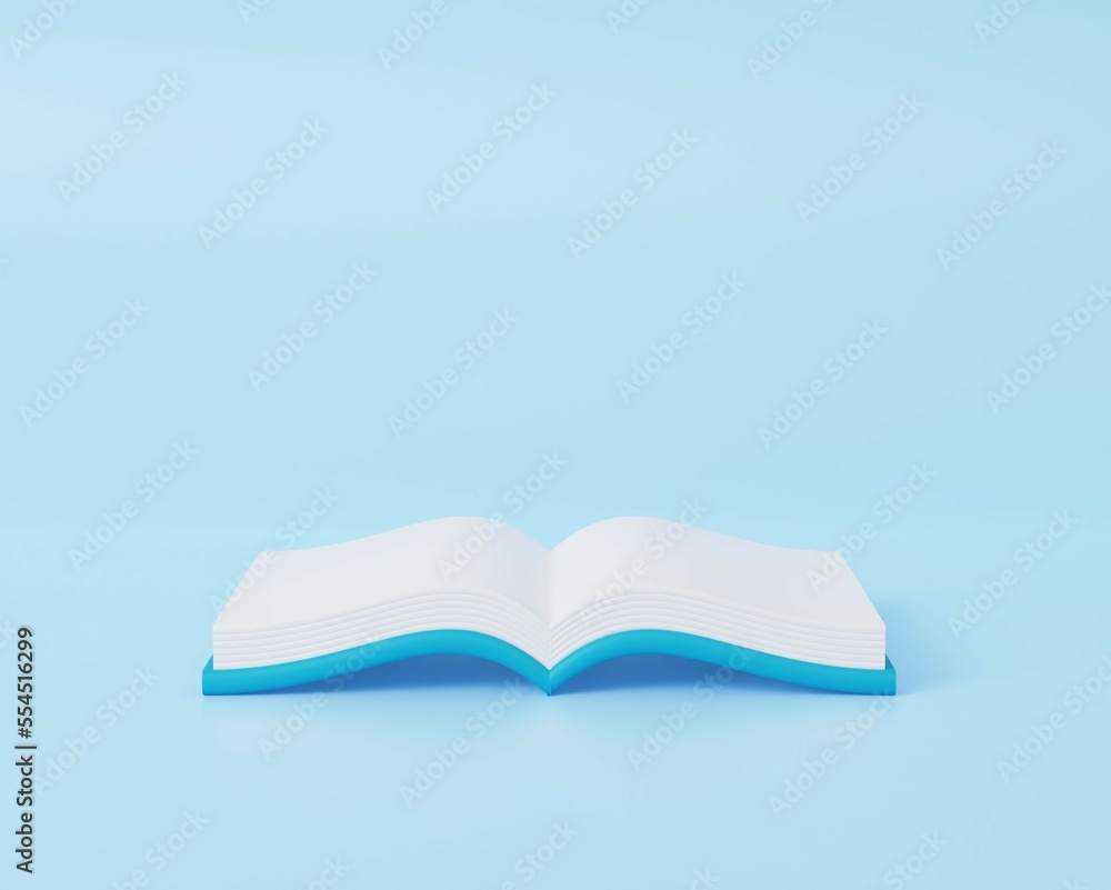 3D Open book on blue background, Online education or e-learning concept, online tutorials course. 3d render illustration 3D Open book on blue background, Online education or e-learning concept, online tutorials course. 3d render illustration