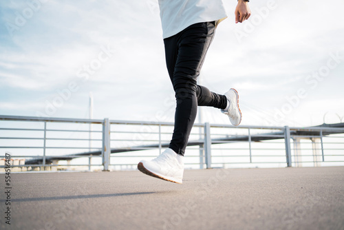 Running shoes, male runner workout running in sportswear