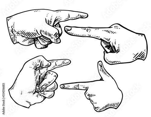 Hands pointing fingers | vector illustration set