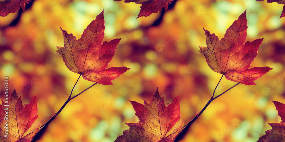 Obraz premium Abstract seamless autumn leaves background, generative ai