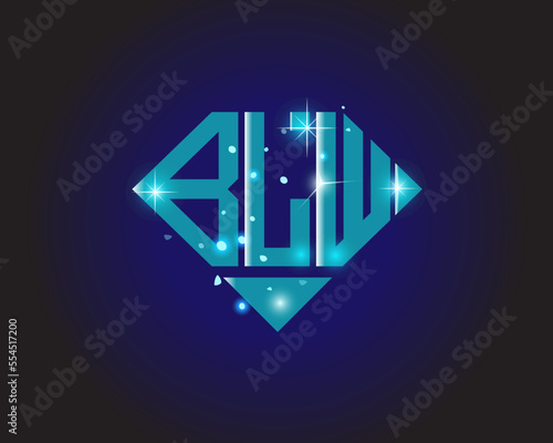 BLW Logo letter monogram with diamond shape design template.
