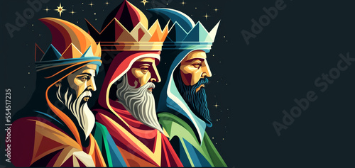 Fotografering The Three Magi King of Orient, The Three Wise Men Illustration, Melchior, Caspar