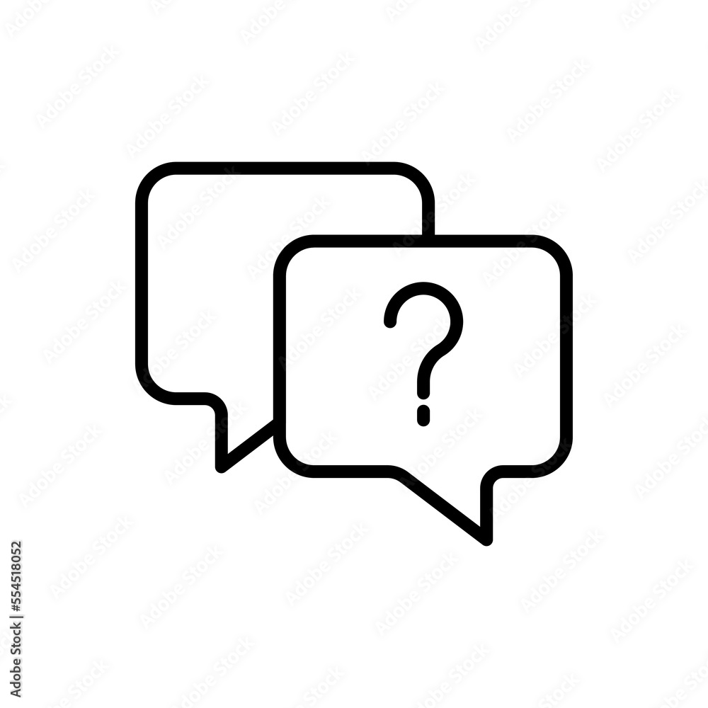 Question bubbles line icon. Ask help sign. Faq questionnaire symbol. Quality design element. Line style question bubbles icon. Editable stroke. Vector Question bubbles line icon. Ask help sign. Faq questionnaire symbol. Quality design element. Line style question bubbles icon. Editable stroke. Vector