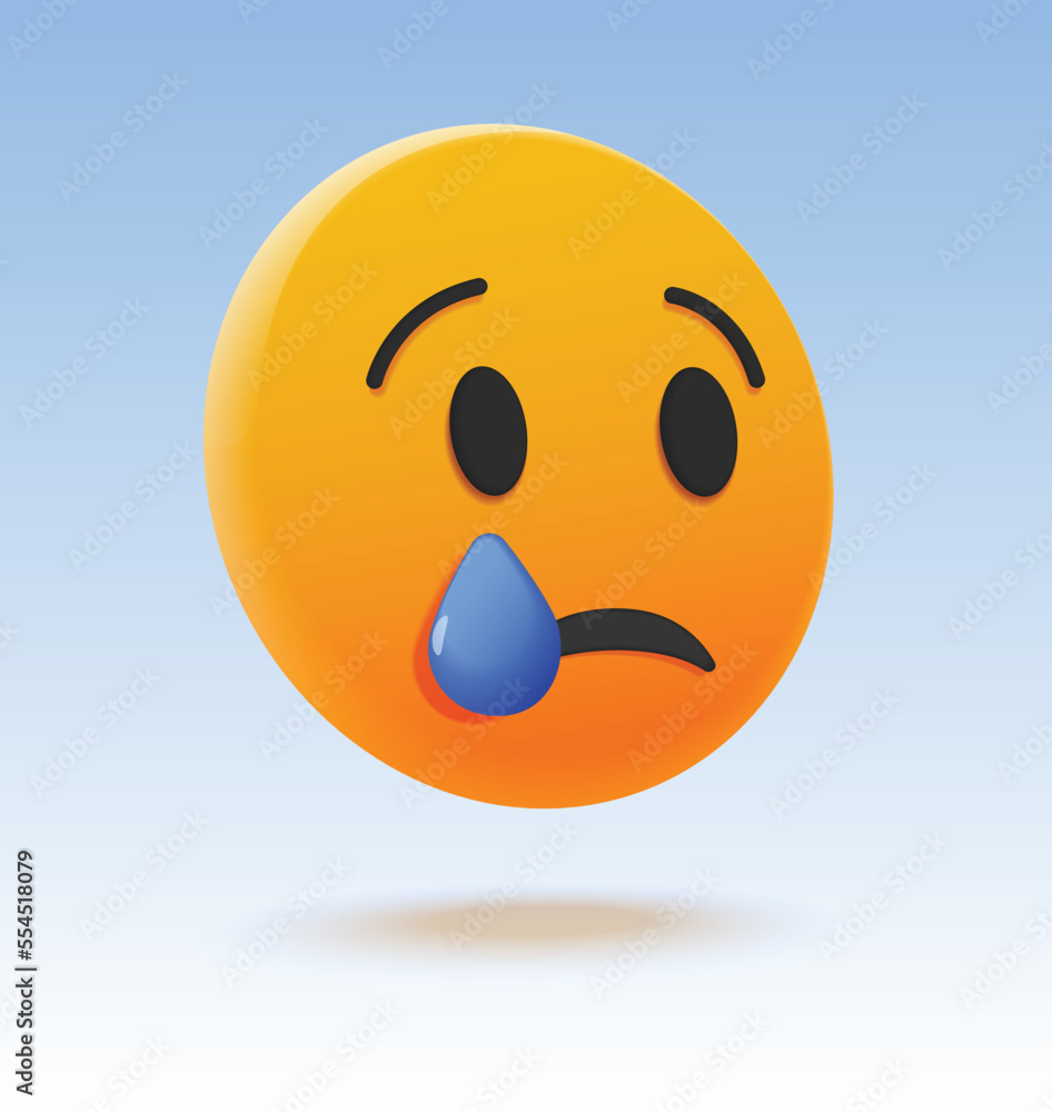 Naklejka premium Sad face emoji. 3d vector