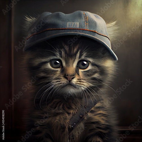 very cute cat wears hat