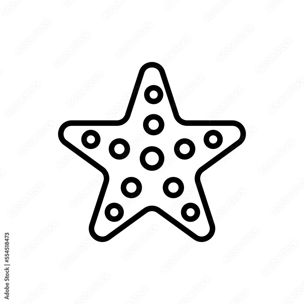 Starfish Green Line Icon On White Background Starfish Green Line Icon On White Background