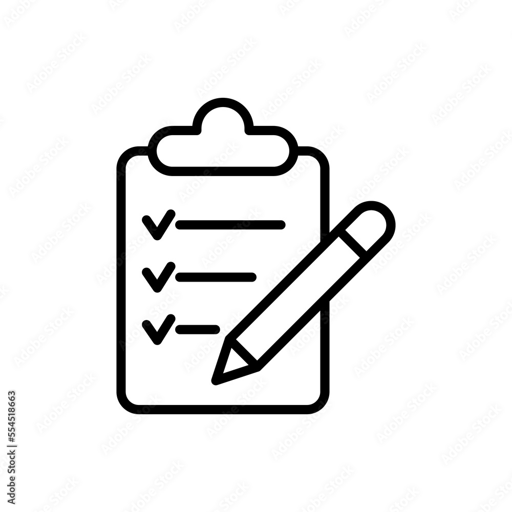 Survey to do list icon suitable for info graphics, websites and print media and interfaces. Line vector icon. Survey to do list icon suitable for info graphics, websites and print media and interfaces. Line vector icon.