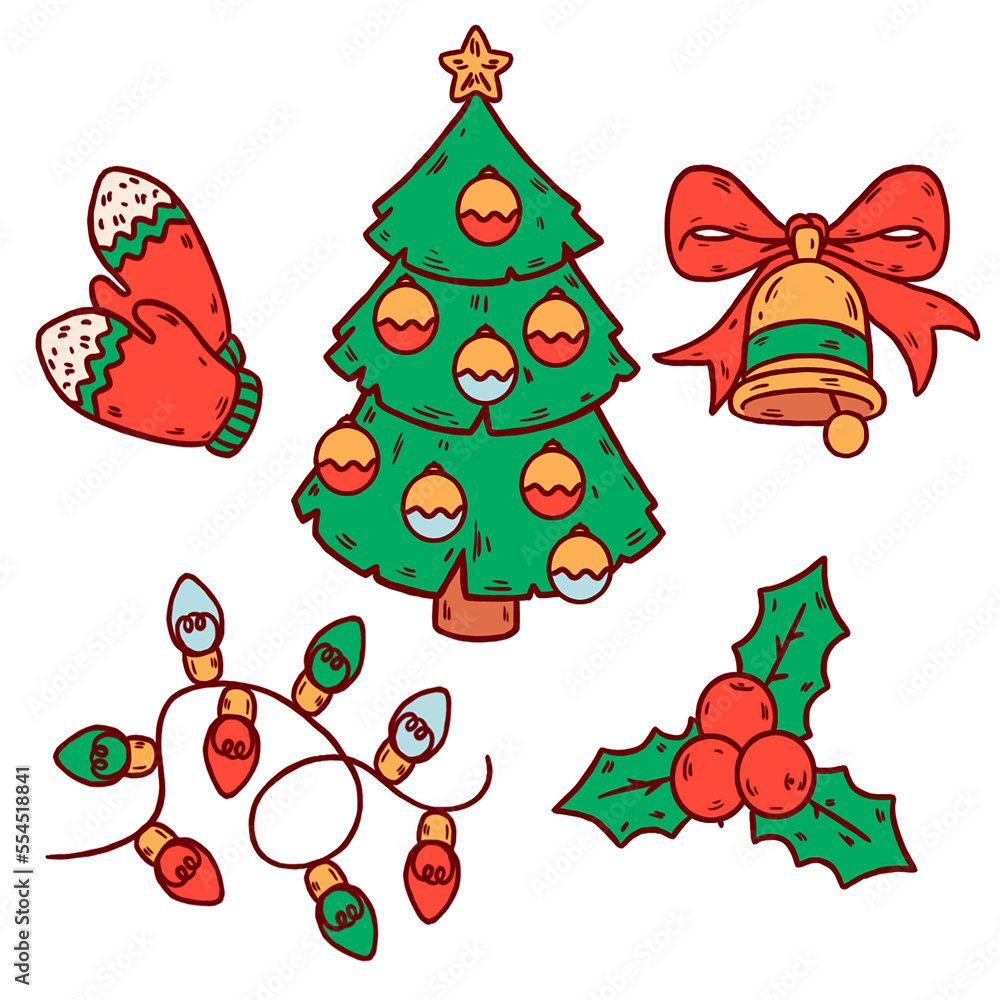 Fototapeta premium Seamless Christmas patterns on a white background.