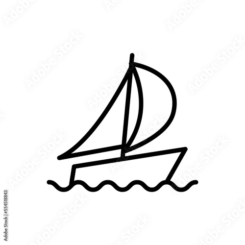 Yacht on waves outline icon. linear style sign for mobile concept and web design. Floating ship simple line vector icon. Symbol, logo illustration. Pixel perfect vector graphics