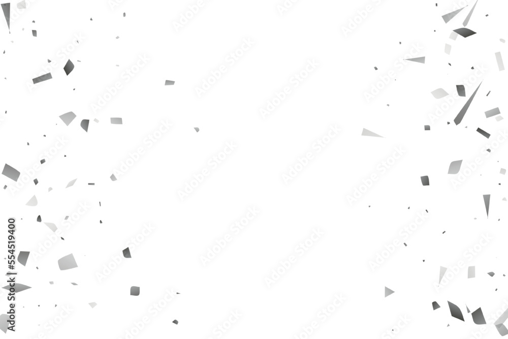 Obraz premium Silver glitter confetti on a white background. Decorative element.