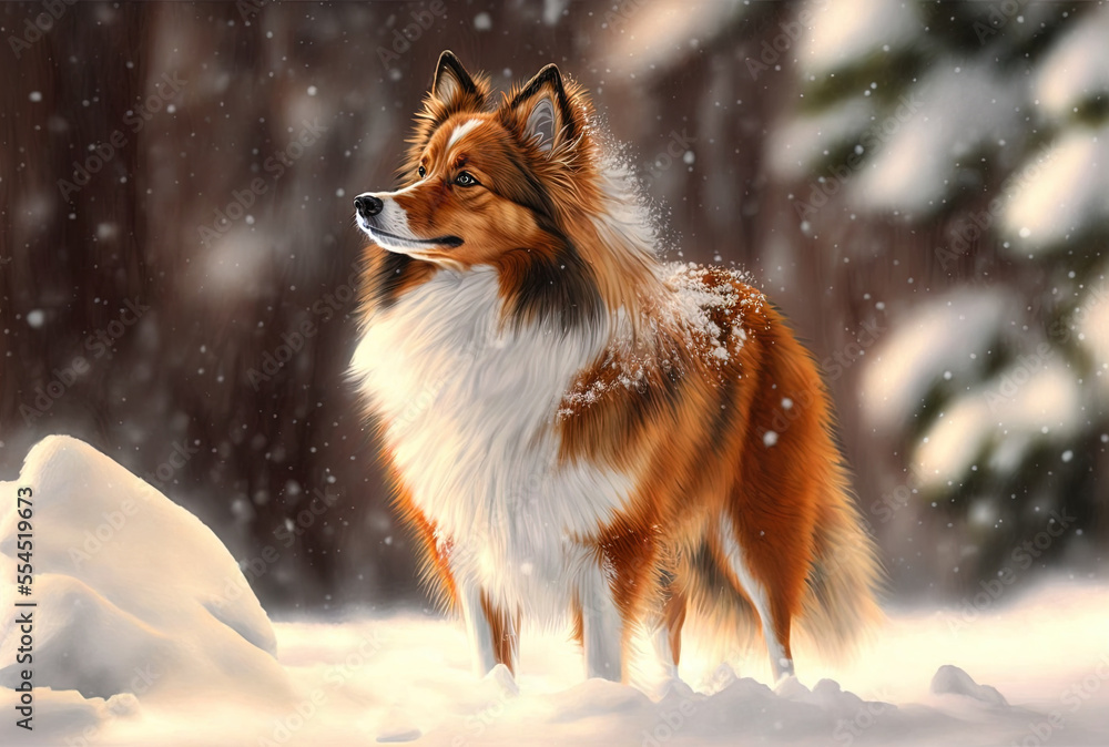 Naklejka premium Crystal stands out in the snow. Generative AI