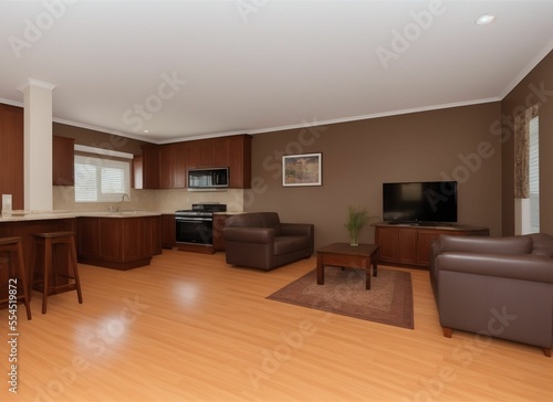 Kitchen and living room  apartment interior