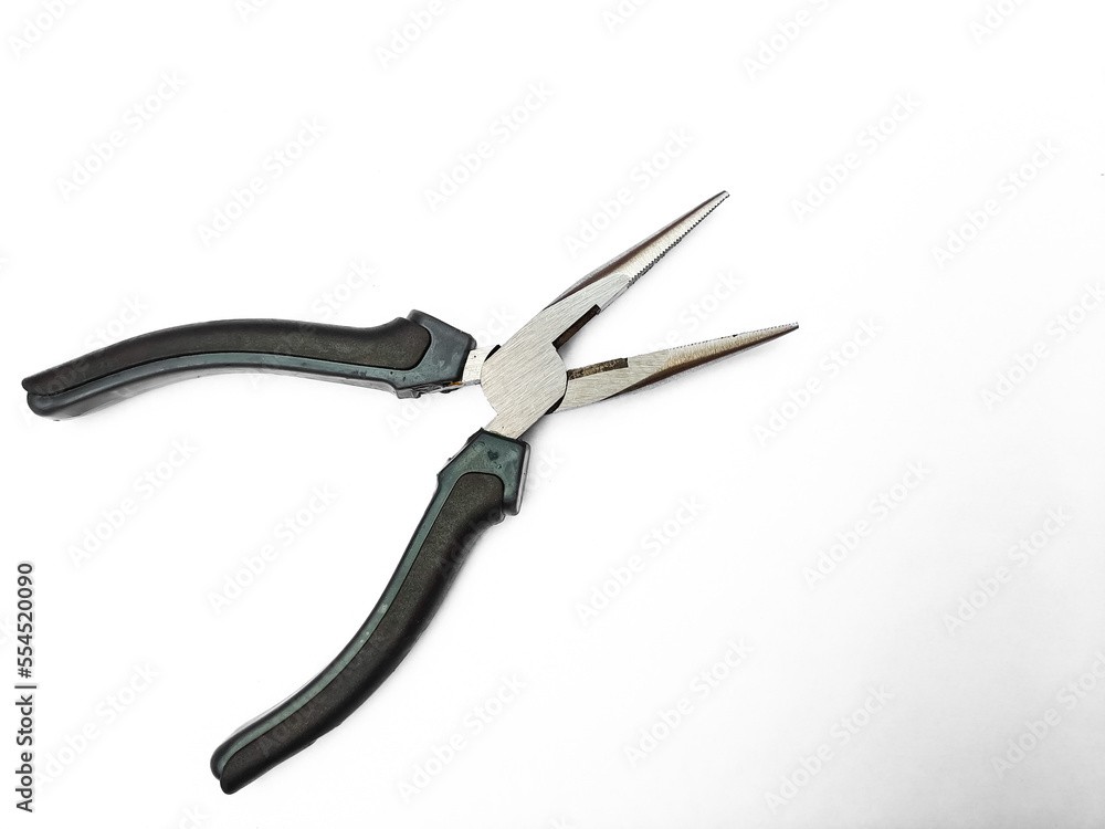 Pliers isolated on white background. cutter pliers Copy space Pliers isolated on white background. cutter pliers Copy space