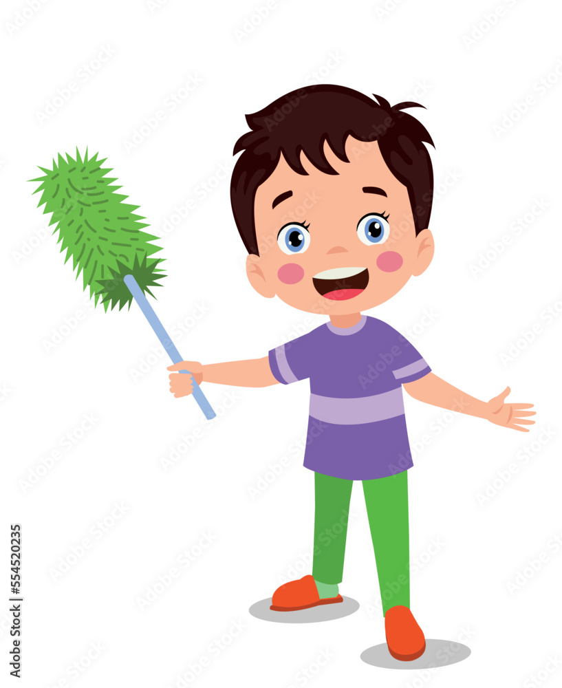 cute little boy with cleaning brush cute little boy with cleaning brush
