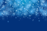 abstract blue blur bokeh snow background with copy space