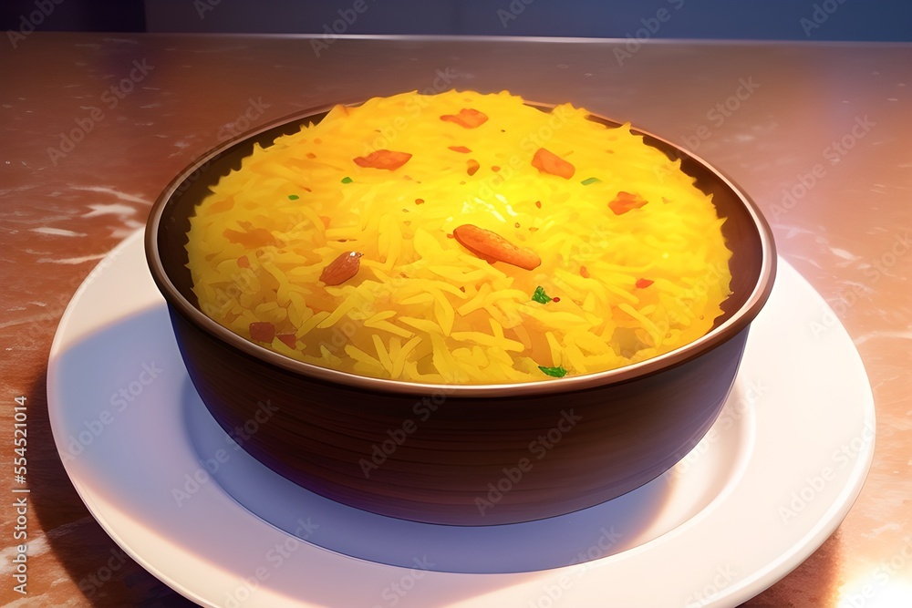 Delicious Indian Biryani Asian Food In Anime Style Digital Painting Illustration Delicious Indian Biryani Asian Food In Anime Style Digital Painting Illustration