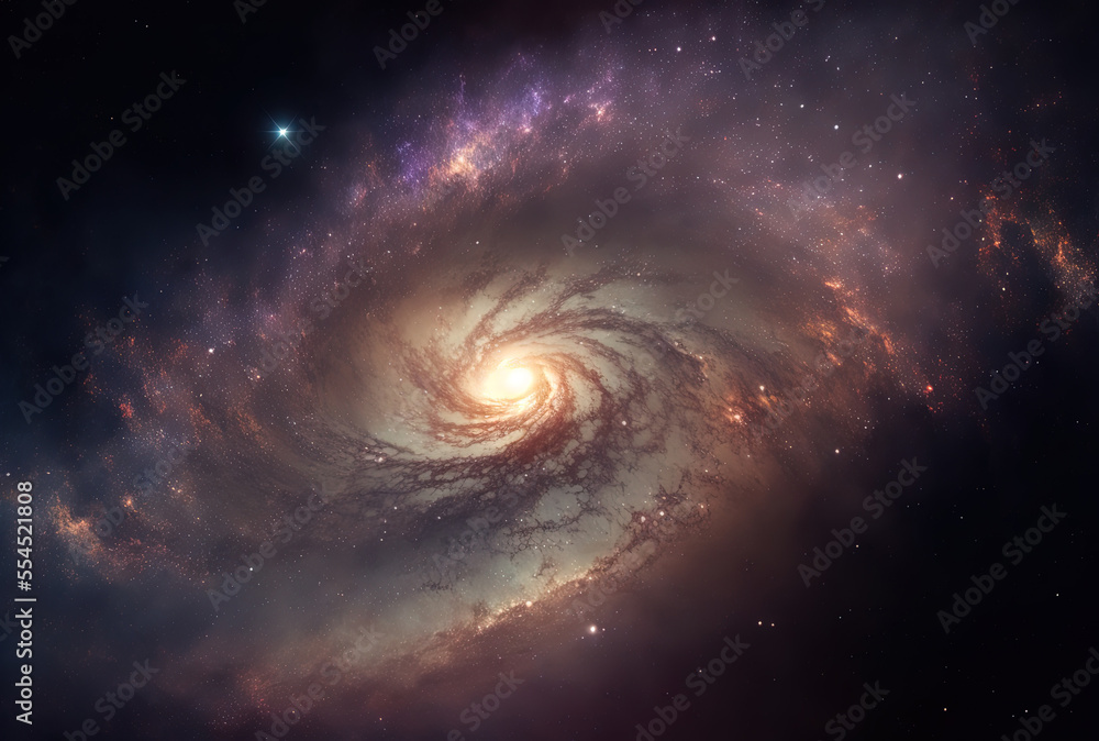 Milky Way galaxy in close up, with stars and cosmic dust in the background. Generative AI