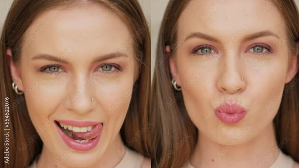 Beauty model making Make-up Cosmetics eyeshadow Brows Beauty Morning make up Red lips Fashion Emotions Close Up Collage 2 Beauty model making Make-up Cosmetics eyeshadow Brows Beauty Morning make up Red lips Fashion Emotions Close Up Collage 2