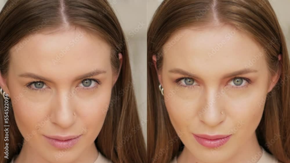 Beauty model making Make-up Cosmetics eyeshadow Brows Beauty Morning make up Red lips Fashion Emotions Close Up Collage Beauty model making Make-up Cosmetics eyeshadow Brows Beauty Morning make up Red lips Fashion Emotions Close Up Collage