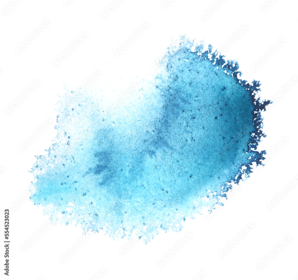 Obraz premium Blue Watercolor flow blot drops Painting colors. Abstract texture stain on Png tranparent background.