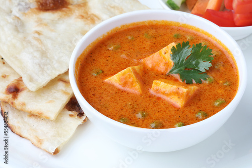 Paneer butter masala. Indian style cottage cheese curry in bowl