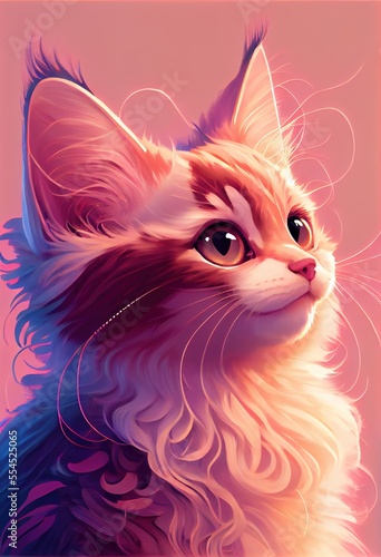 very cute cat portrait on pink background