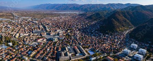 Aerial view of the city Strumica in North Macedonia on a sunny day in autumn. photo