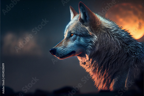 Generative AI abstract render of a wolf