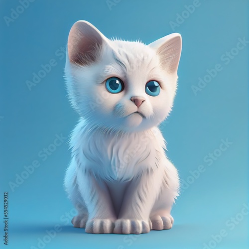white cat 3d style