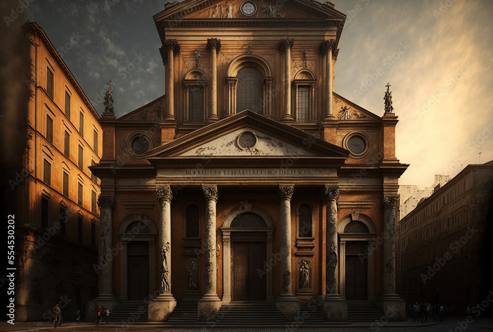 Italy's old church in Rome. Generative AI