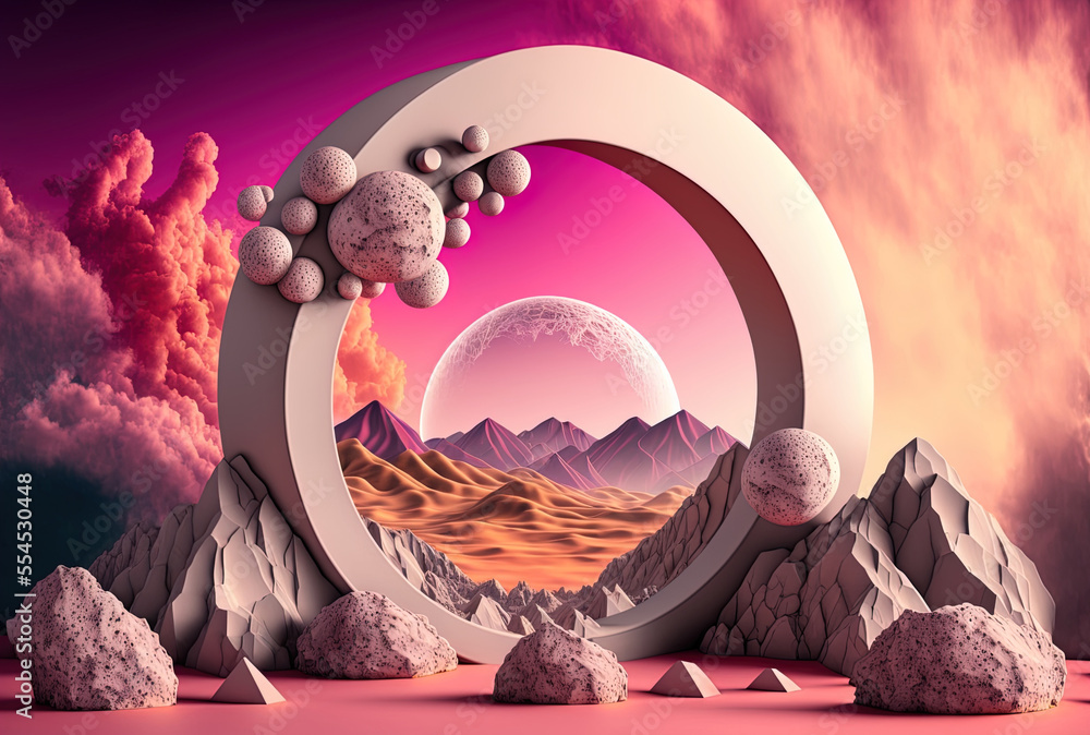 abstract backdrop with a panorama. Fantastic scene with clouds on a ...