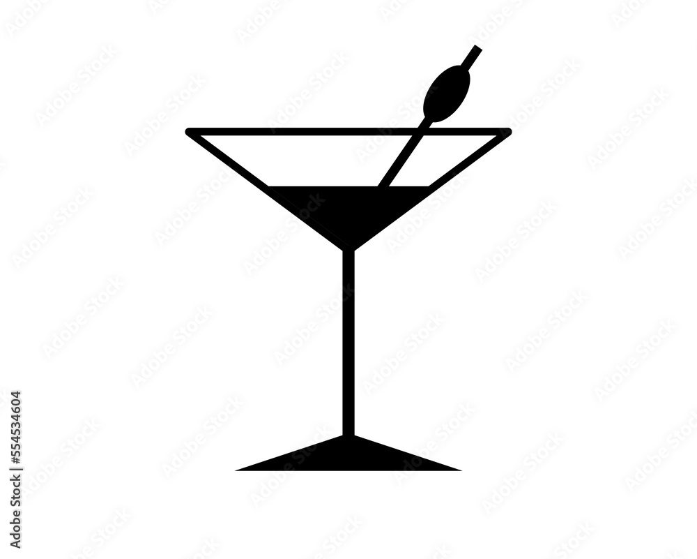 Cocktail icon in the glass. Drink vector for parties and events on white background Cocktail icon in the glass. Drink vector for parties and events on white background