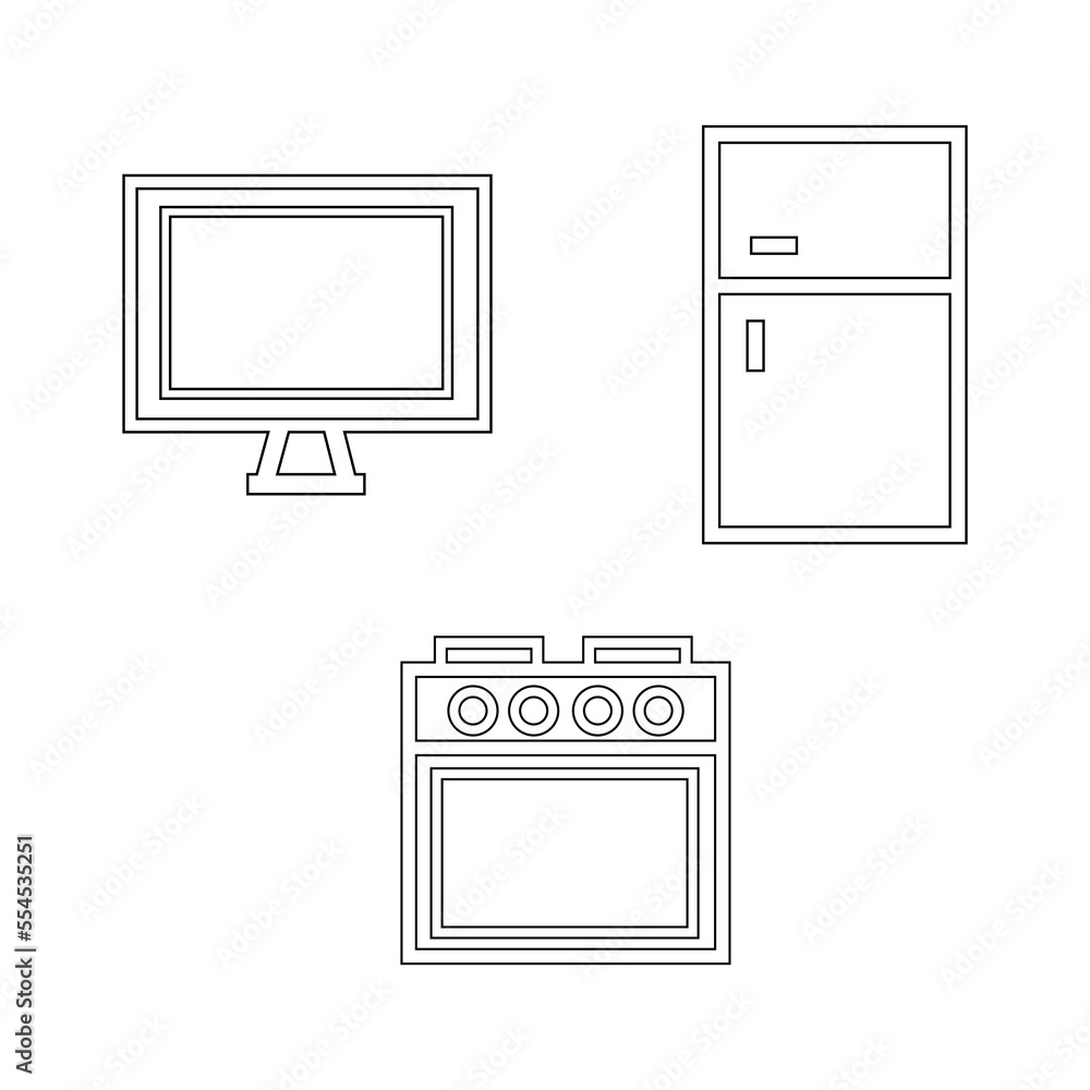 Home appliance line art vector icon. Home appliance line art vector icon.